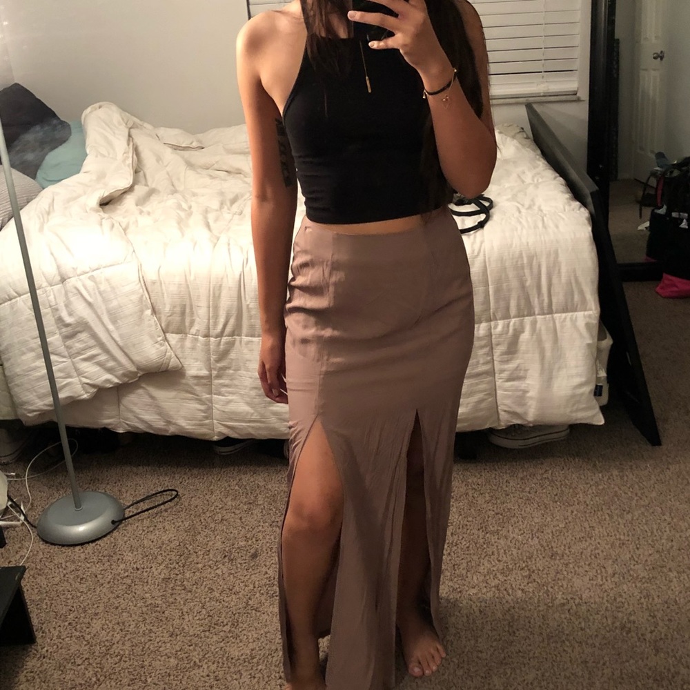 Dark tan maxi skirt